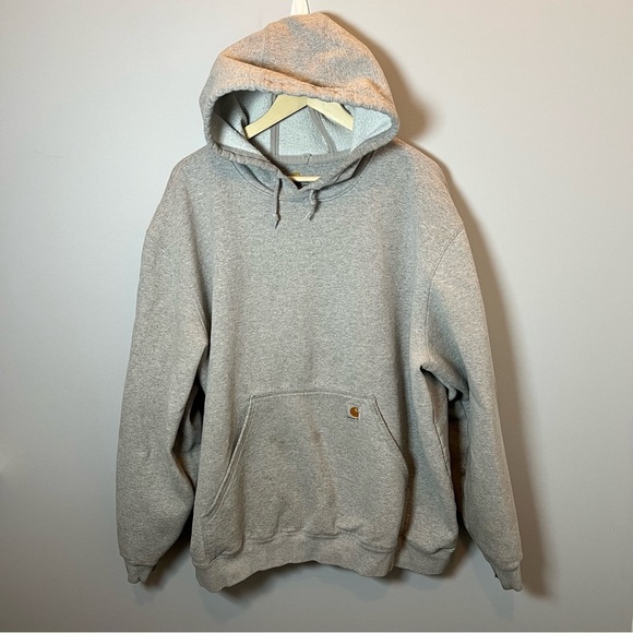 Carhartt Hoodie K288 Spellout Logo Hooded‎ Sweatshirt Men’s 2XL Gray Pullover - Picture 1 of 8